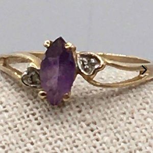 10k gold amethyst and diamond ring